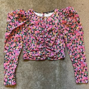 Zara Puffed Sleeve Floral Crop Top